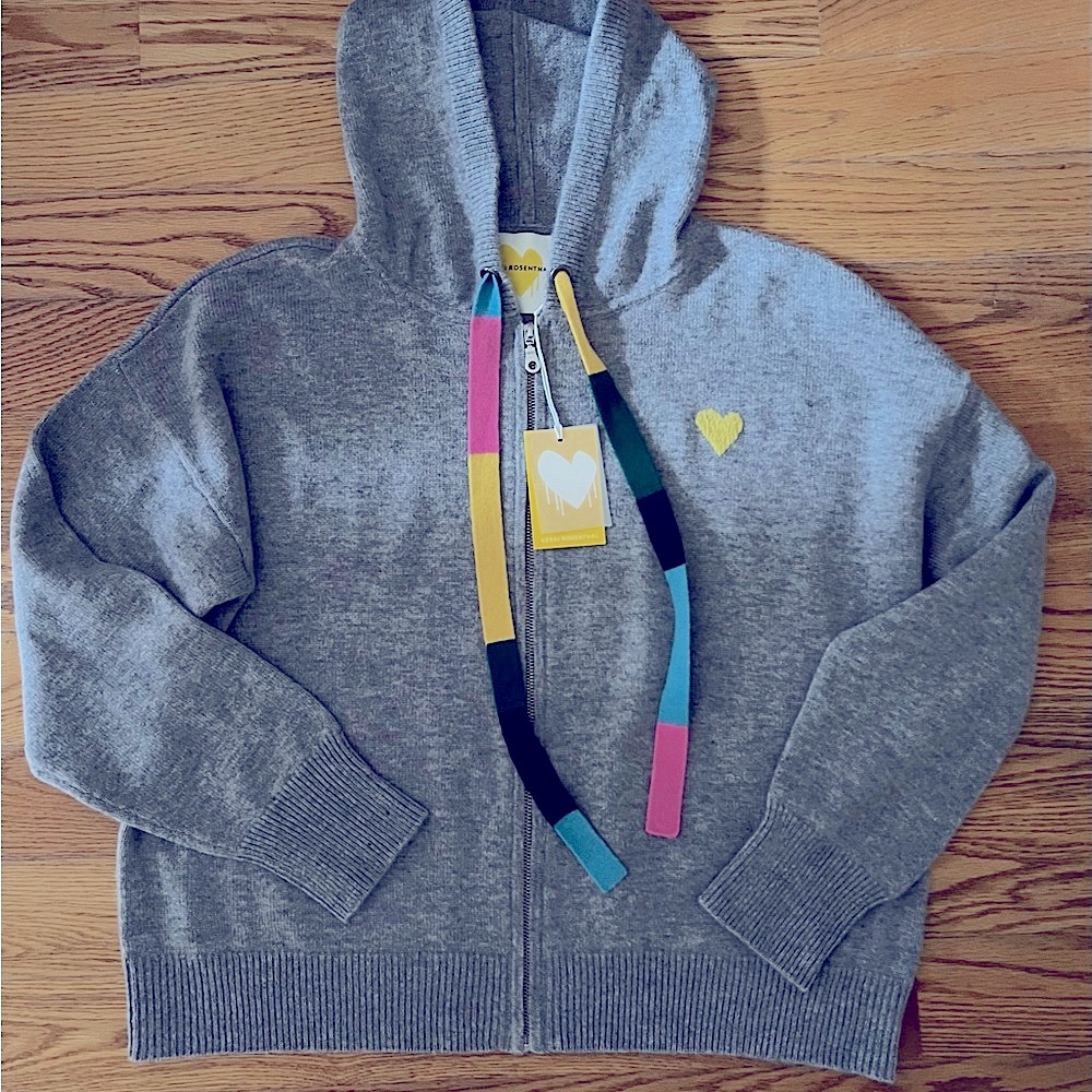 Kerri Rosenthal The Boyfriend Cashmere Zip Hoodie. Heather Grey. Large NWT